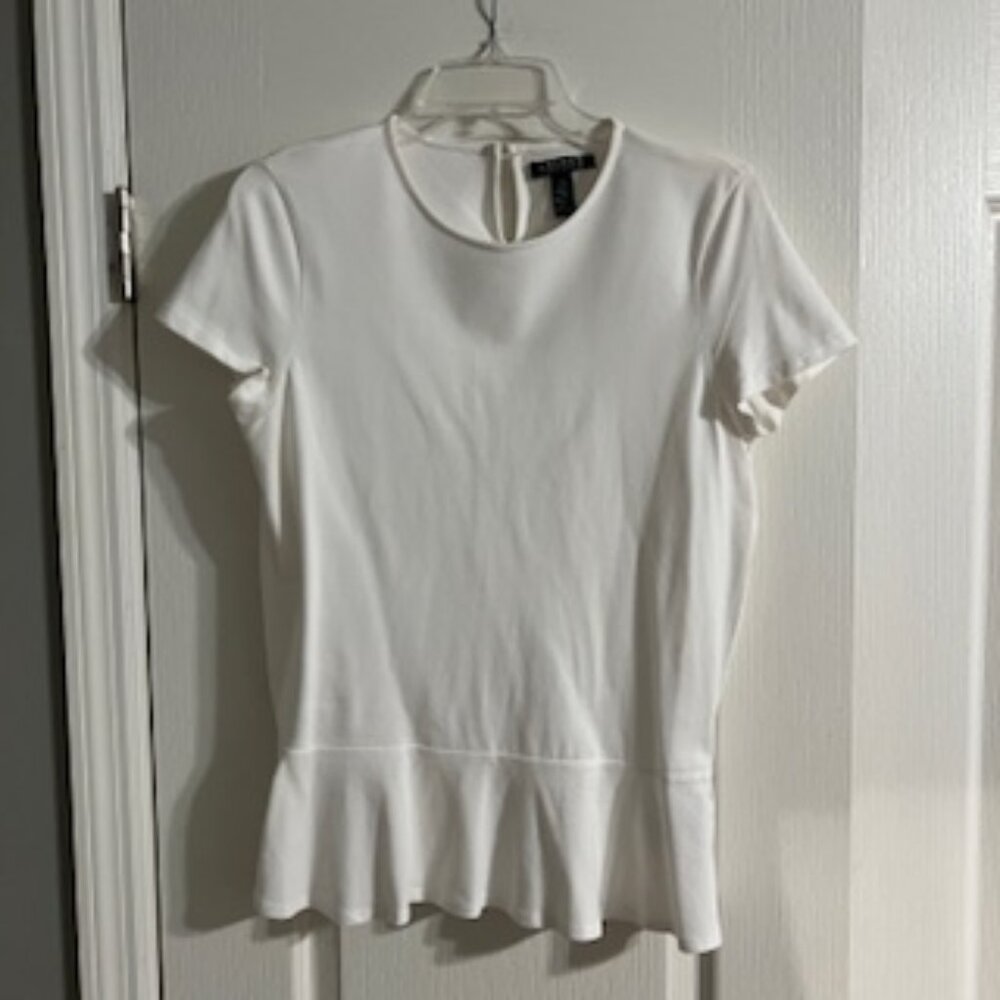 Classic White Peplum Short-Sleeve Top